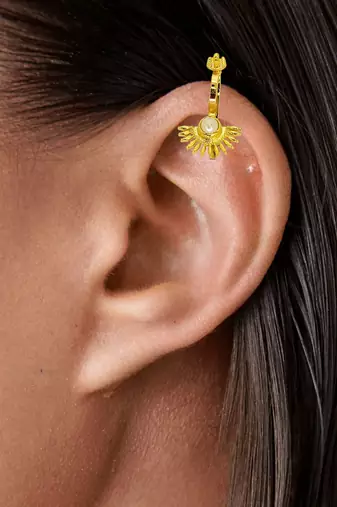Gold plated spokes design bugadi earrings
