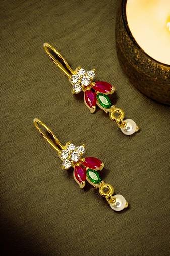 Gold plated floral design bugadi earrings