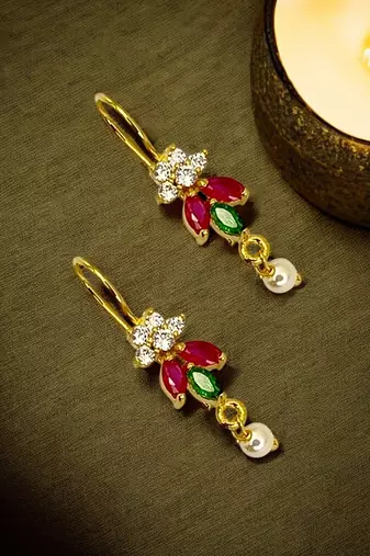Gold plated floral design bugadi earrings