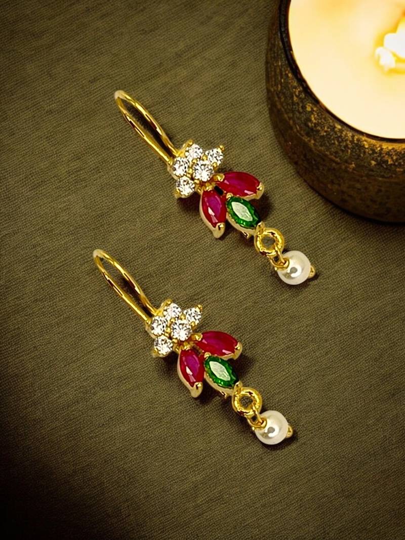 Gold plated floral design bugadi earrings