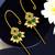 Gold plated green stone needle ear cuff earrings