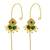 Gold plated green stone needle ear cuff earrings