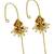 Gold plated green stone needle ear cuff earrings