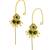 Gold plated green stone needle ear cuff earrings