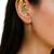 Gold plated peacock temple design needle ear cuff earrings