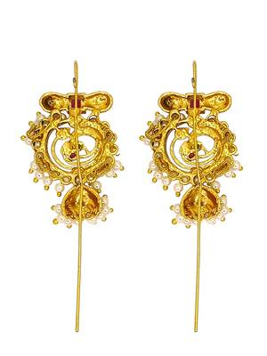 Gold plated peacock design needle ear cuff earrings 3