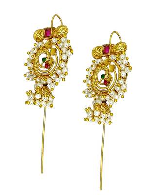Gold plated peacock design needle ear cuff earrings 4
