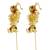 Gold plated peacock design needle earcuff earrings