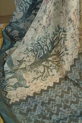 Digital printed linen ready to wear designer saree with unstitched blouse 8