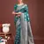 sea green color woven banarasi art silk saree with blouse
