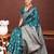 sea green color woven banarasi art silk saree with blouse