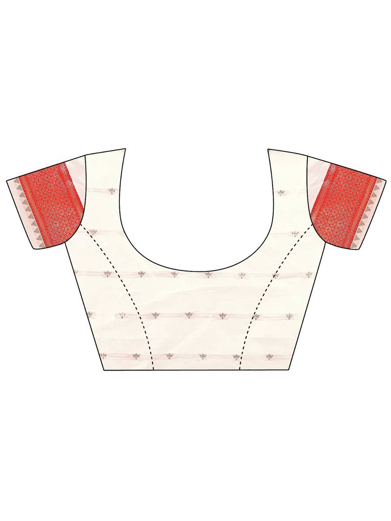 white color woven banarasi art silk saree with blouse