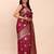 magenta color woven banarasi art silk saree with blouse