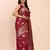 magenta color woven banarasi art silk blend saree with blouse