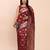 maroon color woven banarasi art silk saree with blouse