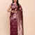 Wine color woven banarasi art silk saree with blouse