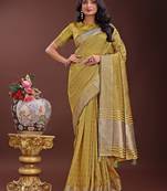 musturd color orgenza zari border saree with blouse