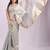 Grey color zari lining border orgenz saree with blouse