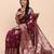 Wine color woven banarasi art silk saree with blouse
