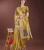 musturd color orgenza zari border saree with blouse