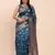 teal color woven banarasi art silk saree with blouse