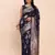 navy color woven banarasi art silk saree with blouse