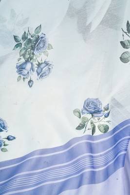 Blue digital printed linen ready to wear designer saree with unstitched blouse 8