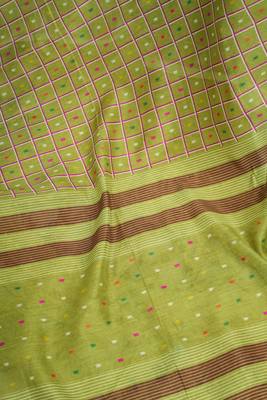 Mehendi digital printed linen ready to wear designer saree with unstitched blouse 8