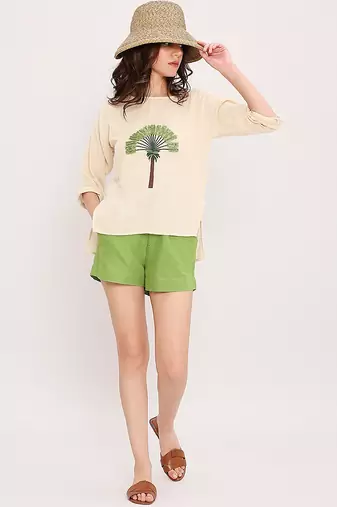 Cream embroidered cotton top