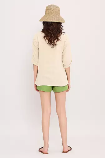 Cream embroidered cotton top