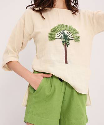Cream embroidered cotton top 4