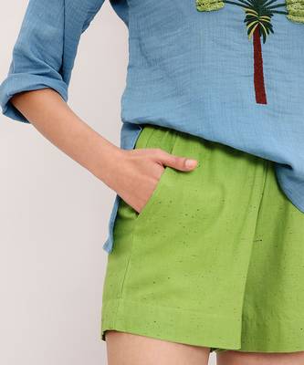 Blue and Green embroidered cotton co ord set 2
