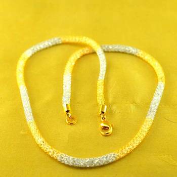 Ad Cz Stone Gold And Silver Platted Fox Chain Size-17"Inch  1