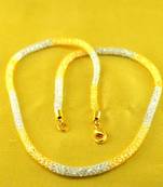 Ad Cz Stone Gold And Silver Platted Fox Chain Size-17"Inch 