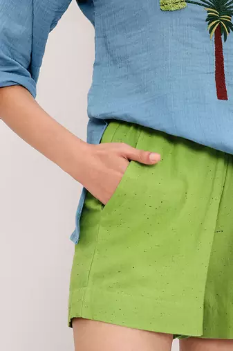 Blue and Green embroidered cotton co ord set