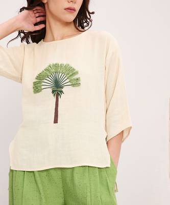 Cream and Green embroidered cotton co ord set 5