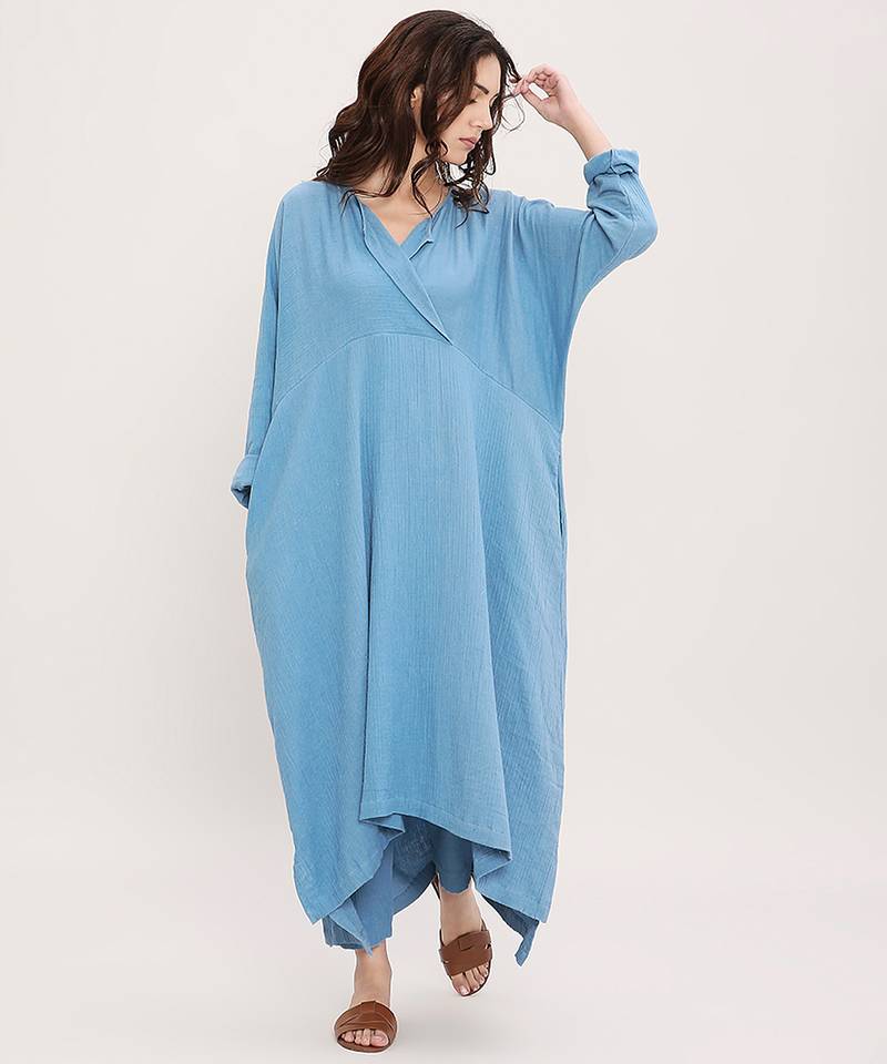 Blue cotton kurta