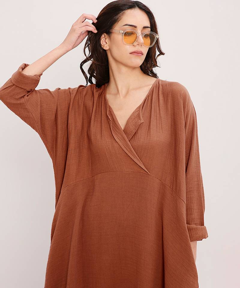 Brown cotton kurta