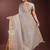 Grey color orgenza zari border saree with blouse