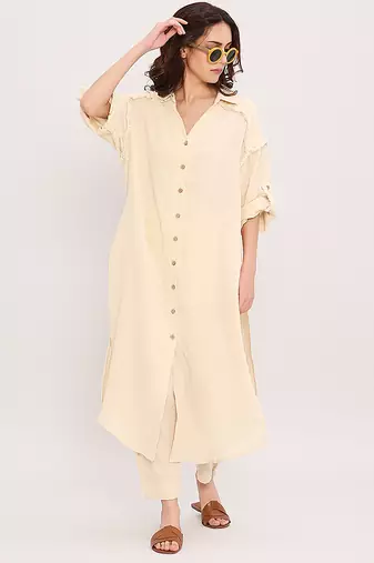 Cream cotton kurta