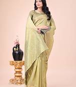 light green color orgenza zari woven saree with blouse