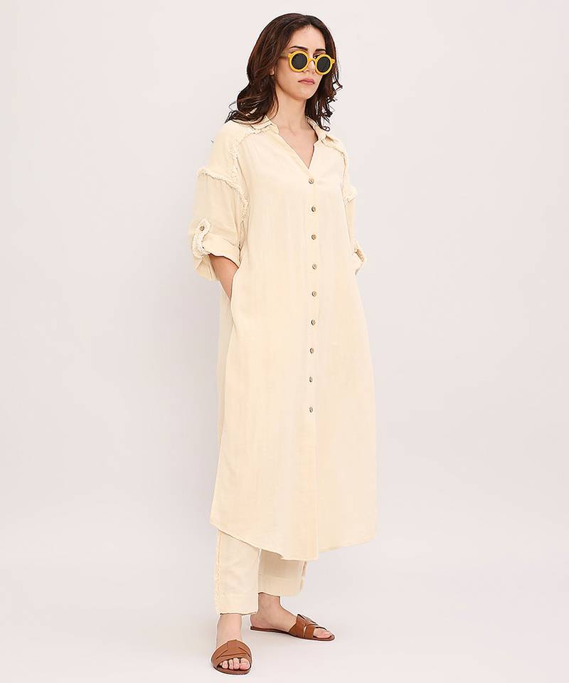Cream cotton kurta