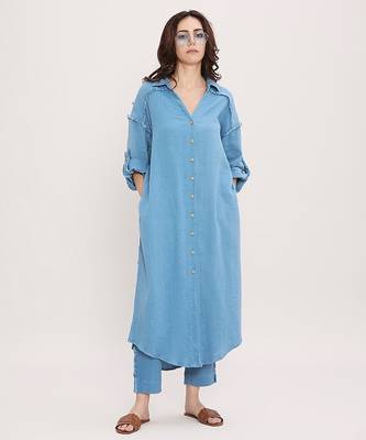 Blue cotton kurta 1