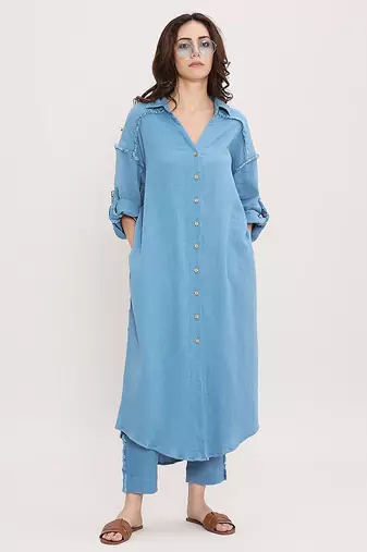 Blue cotton kurta
