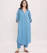 Blue cotton kurta