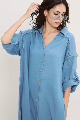 Blue cotton kurta
