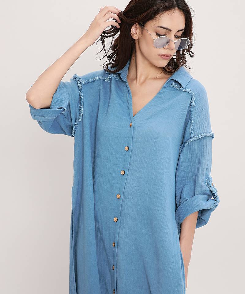 Blue cotton kurta