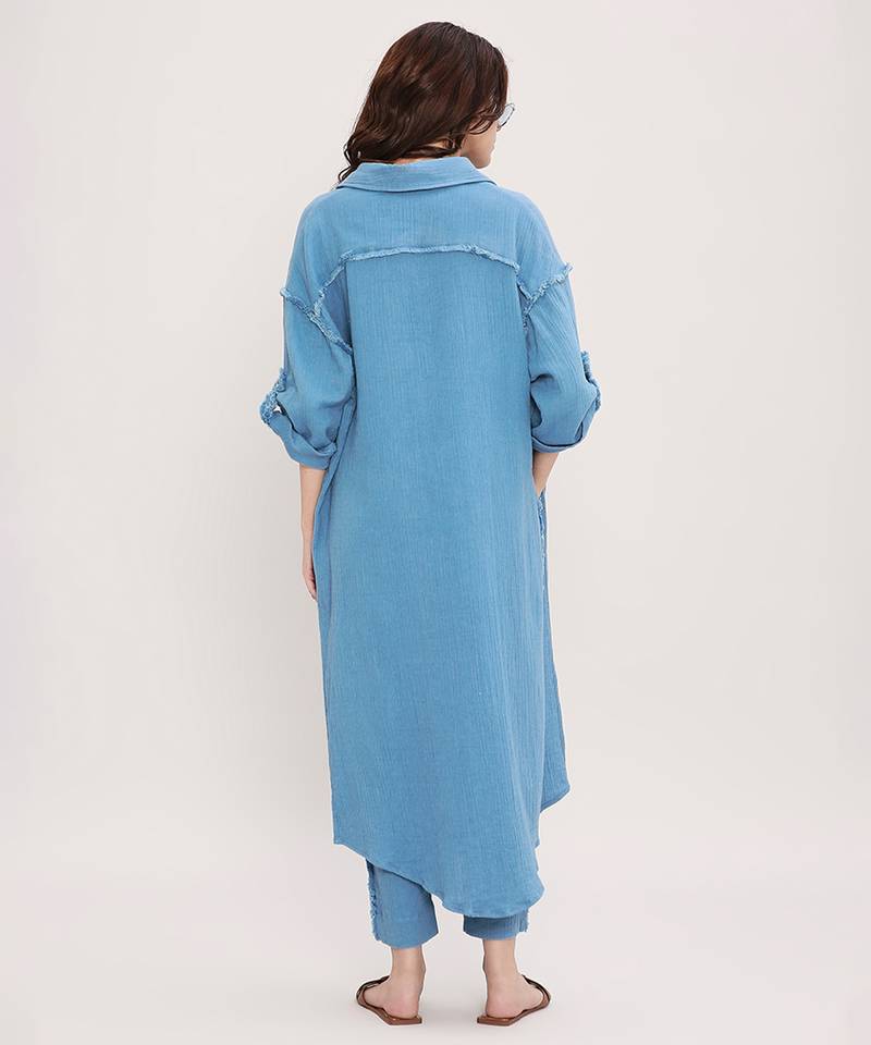 Blue cotton kurta