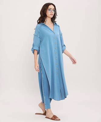 Blue cotton kurta 4