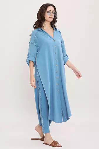 Blue cotton kurta